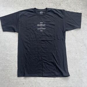 kicks/HI men's hawaii 100% cotton black short sleeve shirt size L b3